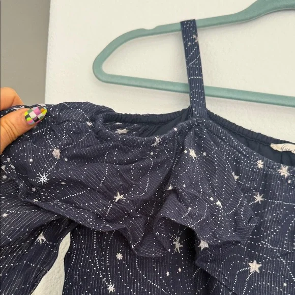 Free People Navy Star-Print Cold-Shoulder Camisole - Picture 3 of 6